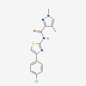 molecular formula C15H13ClN4OS B2453967 N-(4-(4-氯苯基)噻唑-2-基)-1,4-二甲基-1H-吡唑-3-甲酰胺 CAS No. 1203243-69-9