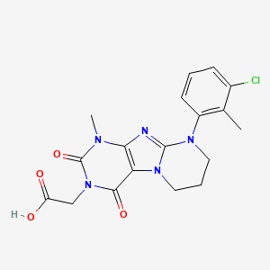 molecular formula C18H18ClN5O4 B2453968 2-[9-(3-chloro-2-methylphenyl)-1-methyl-2,4-dioxo-7,8-dihydro-6H-purino[7,8-a]pyrimidin-3-yl]acetic acid CAS No. 878423-50-8