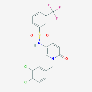 molecular formula C19H13Cl2F3N2O3S B2453981 N-[1-(3,4-dichlorobenzyl)-6-oxo-1,6-dihydro-3-pyridinyl]-3-(trifluoromethyl)benzenesulfonamide CAS No. 339009-20-0