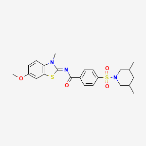 molecular formula C23H27N3O4S2 B2453982 (E)-4-((3,5-二甲基哌啶-1-基)磺酰基)-N-(6-甲氧基-3-甲基苯并[d]噻唑-2(3H)-亚甲基)苯甲酰胺 CAS No. 850782-09-1