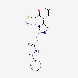 molecular formula C22H25N5O2S B2453984 3-(4-isobutyl-5-oxo-4,5-dihydrothieno[2,3-e][1,2,4]triazolo[4,3-a]pyrimidin-1-yl)-N-(1-phenylethyl)propanamide CAS No. 1216636-00-8