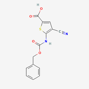 molecular formula C14H10N2O4S B2453992 4-Cyano-5-(phenylmethoxycarbonylamino)thiophene-2-carboxylic acid CAS No. 2248411-33-6