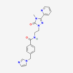 molecular formula C21H21N7O2 B2453999 4-((1H-imidazol-1-yl)methyl)-N-(2-(4-methyl-5-oxo-3-(pyridin-2-yl)-4,5-dihydro-1H-1,2,4-triazol-1-yl)ethyl)benzamide CAS No. 1396861-54-3