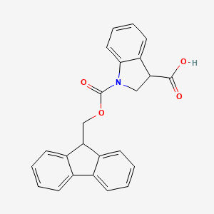 molecular formula C24H19NO4 B2454003 1-(9H-Fluoren-9-ylmethoxycarbonyl)-2,3-dihydroindole-3-carboxylic acid CAS No. 1520767-28-5