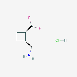 molecular formula C6H12ClF2N B2454007 [(1R,2R)-2-(二氟甲基)环丁基]甲胺;盐酸盐 CAS No. 2490344-64-2