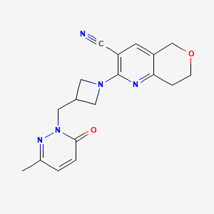 molecular formula C18H19N5O2 B2454017 2-{3-[(3-methyl-6-oxo-1,6-dihydropyridazin-1-yl)methyl]azetidin-1-yl}-5H,7H,8H-pyrano[4,3-b]pyridine-3-carbonitrile CAS No. 2202259-99-0