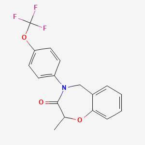 molecular formula C17H14F3NO3 B2454022 2-メチル-4-[4-(トリフルオロメトキシ)フェニル]-4,5-ジヒドロ-1,4-ベンゾオキサゼピン-3(2H)-オン CAS No. 1396815-74-9