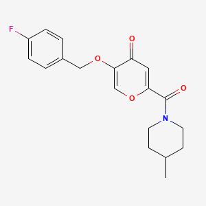 molecular formula C19H20FNO4 B2454027 5-((4-fluorobenzyl)oxy)-2-(4-methylpiperidine-1-carbonyl)-4H-pyran-4-one CAS No. 1021024-14-5