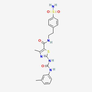 molecular formula C21H23N5O4S2 B2454037 4-methyl-N-(4-sulfamoylphenethyl)-2-(3-(m-tolyl)ureido)thiazole-5-carboxamide CAS No. 942010-66-4