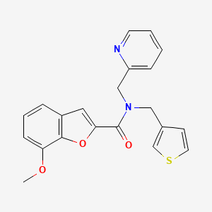 molecular formula C21H18N2O3S B2454039 7-methoxy-N-(pyridin-2-ylmethyl)-N-(thiophen-3-ylmethyl)benzofuran-2-carboxamide CAS No. 1235097-72-9