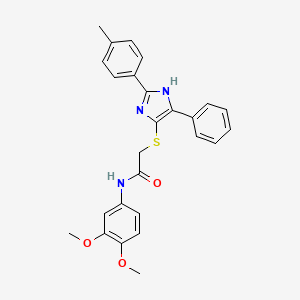 molecular formula C26H25N3O3S B2454047 N-(3,4-dimethoxyphenyl)-2-{[2-(4-methylphenyl)-5-phenyl-1H-imidazol-4-yl]sulfanyl}acetamide CAS No. 901242-53-3
