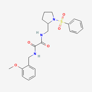 molecular formula C21H25N3O5S B2454049 N1-(2-methoxybenzyl)-N2-((1-(phenylsulfonyl)pyrrolidin-2-yl)methyl)oxalamide CAS No. 887861-61-2