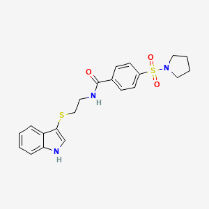 molecular formula C21H23N3O3S2 B2454050 N-(2-((1H-indol-3-yl)thio)ethyl)-4-(pyrrolidin-1-ylsulfonyl)benzamide CAS No. 687574-33-0