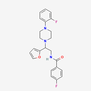 4-fluoro-N-(2-(4-(2-fluorophenyl)piperazin-1-yl)-2-(furan-2-yl)ethyl)benzamide