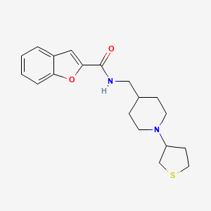molecular formula C19H24N2O2S B2454059 N-((1-(tetrahydrothiophen-3-yl)piperidin-4-yl)methyl)benzofuran-2-carboxamide CAS No. 2034240-76-9