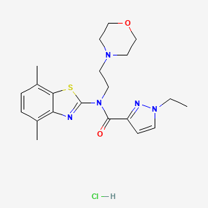 molecular formula C21H28ClN5O2S B2454065 N-(4,7-dimethylbenzo[d]thiazol-2-yl)-1-ethyl-N-(2-morpholinoethyl)-1H-pyrazole-3-carboxamide hydrochloride CAS No. 1331192-78-9