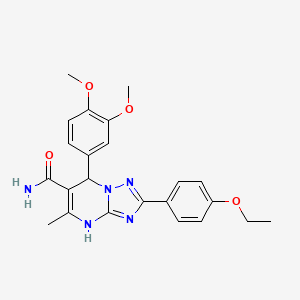 molecular formula C23H25N5O4 B2454066 7-(3,4-Dimethoxyphenyl)-2-(4-ethoxyphenyl)-5-methyl-4,7-dihydro-[1,2,4]triazolo[1,5-a]pyrimidine-6-carboxamide CAS No. 538320-69-3