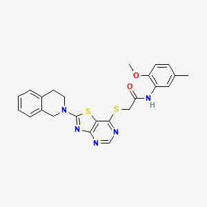 molecular formula C24H23N5O2S2 B2454073 2-((2-(3,4-二氢异喹啉-2(1H)-基)噻唑并[4,5-d]嘧啶-7-基)硫代)-N-(2-甲氧基-5-甲基苯基)乙酰胺 CAS No. 1189450-20-1