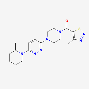 molecular formula C18H25N7OS B2454076 (4-Methyl-1,2,3-thiadiazol-5-yl)(4-(6-(2-methylpiperidin-1-yl)pyridazin-3-yl)piperazin-1-yl)methanone CAS No. 1226431-82-8