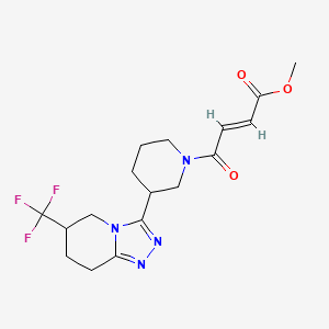 molecular formula C17H21F3N4O3 B2454084 Methyl (E)-4-oxo-4-[3-[6-(trifluoromethyl)-5,6,7,8-tetrahydro-[1,2,4]triazolo[4,3-a]pyridin-3-yl]piperidin-1-yl]but-2-enoate CAS No. 2411336-36-0