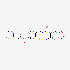 4-[(8-oxo-6-sulfanylidene-5H-[1,3]dioxolo[4,5-g]quinazolin-7-yl)methyl]-N-(pyridin-2-ylmethyl)benzamide
