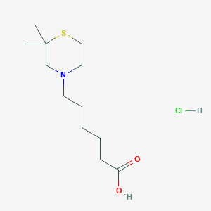 molecular formula C12H24ClNO2S B2454087 6-(2,2-Dimethylthiomorpholin-4-yl)hexanoic acid;hydrochloride CAS No. 2378506-58-0