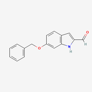molecular formula C16H13NO2 B2454091 6-Phenylmethoxy-1H-indole-2-carbaldehyde CAS No. 2108513-11-5