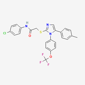 molecular formula C25H19ClF3N3O2S B2454092 N-(4-氯苯基)-2-((5-(对甲苯基)-1-(4-(三氟甲氧基)苯基)-1H-咪唑-2-基)硫代)乙酰胺 CAS No. 1226446-16-7