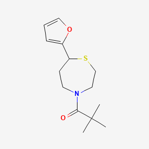 molecular formula C14H21NO2S B2454098 1-(7-(呋喃-2-基)-1,4-噻氮杂环-4-基)-2,2-二甲基丙烷-1-酮 CAS No. 1798638-64-8