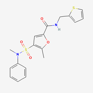 molecular formula C18H18N2O4S2 B2454101 5-methyl-4-(N-methyl-N-phenylsulfamoyl)-N-(thiophen-2-ylmethyl)furan-2-carboxamide CAS No. 1206999-76-9