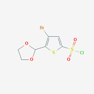 molecular formula C7H6BrClO4S2 B2454119 4-Bromo-5-(1,3-dioxolan-2-yl)thiophene-2-sulfonyl chloride CAS No. 2225154-11-8