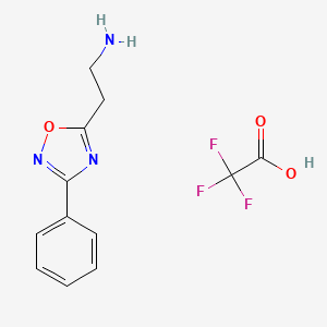molecular formula C12H12F3N3O3 B2454126 2-(3-苯基-1,2,4-恶二唑-5-基)乙胺 2,2,2-三氟乙酸 CAS No. 1432036-18-4