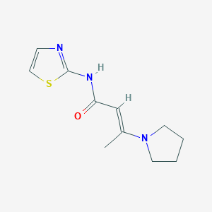 molecular formula C11H15N3OS B2454132 3-(1-pyrrolidinyl)-N-(1,3-thiazol-2-yl)-2-butenamide CAS No. 338408-85-8