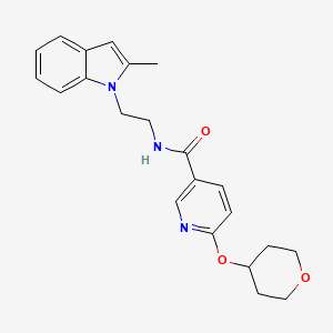 molecular formula C22H25N3O3 B2454133 N-(2-(2-methyl-1H-indol-1-yl)ethyl)-6-((tetrahydro-2H-pyran-4-yl)oxy)nicotinamide CAS No. 1904329-72-1