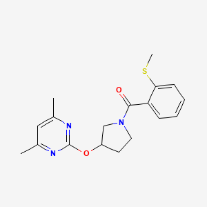 molecular formula C18H21N3O2S B2454135 (3-((4,6-Dimethylpyrimidin-2-yl)oxy)pyrrolidin-1-yl)(2-(methylthio)phenyl)methanone CAS No. 2034434-33-6