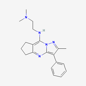 molecular formula C20H25N5 B2454140 N,N-dimethyl-N'-(2-methyl-3-phenyl-6,7-dihydro-5H-cyclopenta[d]pyrazolo[1,5-a]pyrimidin-8-yl)ethane-1,2-diamine CAS No. 896843-21-3