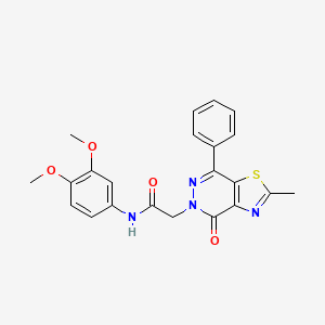 molecular formula C22H20N4O4S B2454142 N-(3,4-dimethoxyphenyl)-2-(2-methyl-4-oxo-7-phenylthiazolo[4,5-d]pyridazin-5(4H)-yl)acetamide CAS No. 941948-91-0