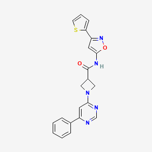 molecular formula C21H17N5O2S B2454143 1-(6-phenylpyrimidin-4-yl)-N-(3-(thiophen-2-yl)isoxazol-5-yl)azetidine-3-carboxamide CAS No. 2034286-49-0