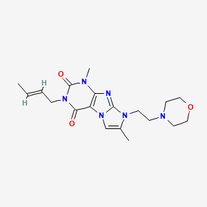 molecular formula C19H26N6O3 B2454145 (E)-3-(丁-2-烯-1-基)-1,7-二甲基-8-(2-吗啉乙基)-1H-咪唑并[2,1-f]嘌呤-2,4(3H,8H)-二酮 CAS No. 915884-87-6