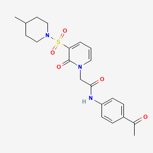 molecular formula C21H25N3O5S B2454146 N-(4-乙酰基苯基)-2-(3-((4-甲基哌啶-1-基)磺酰基)-2-氧代吡啶-1(2H)-基)乙酰胺 CAS No. 1251705-20-0