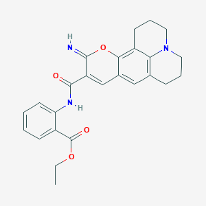molecular formula C25H25N3O4 B2454147 ethyl 2-(11-imino-2,3,5,6,7,11-hexahydro-1H-pyrano[2,3-f]pyrido[3,2,1-ij]quinoline-10-carboxamido)benzoate CAS No. 865654-94-0