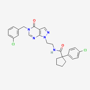 molecular formula C26H25Cl2N5O2 B2454149 N-(2-(5-(3-chlorobenzyl)-4-oxo-4,5-dihydro-1H-pyrazolo[3,4-d]pyrimidin-1-yl)ethyl)-1-(4-chlorophenyl)cyclopentanecarboxamide CAS No. 922082-03-9