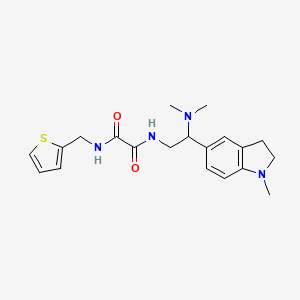 molecular formula C20H26N4O2S B2454151 N1-(2-(dimethylamino)-2-(1-methylindolin-5-yl)ethyl)-N2-(thiophen-2-ylmethyl)oxalamide CAS No. 922035-58-3