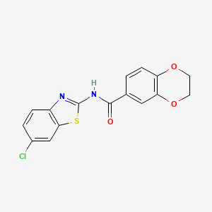 molecular formula C16H11ClN2O3S B2454154 N-(6-chloro-1,3-benzothiazol-2-yl)-2,3-dihydro-1,4-benzodioxine-6-carboxamide CAS No. 477553-69-8