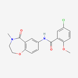 molecular formula C18H17ClN2O4 B2454172 5-chloro-2-methoxy-N-(4-methyl-5-oxo-2,3,4,5-tetrahydrobenzo[f][1,4]oxazepin-7-yl)benzamide CAS No. 921995-42-8