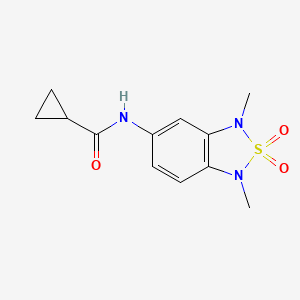 molecular formula C12H15N3O3S B2454179 N-(1,3-dimethyl-2,2-dioxido-1,3-dihydrobenzo[c][1,2,5]thiadiazol-5-yl)cyclopropanecarboxamide CAS No. 2034586-31-5