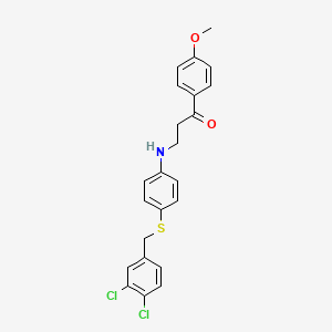 molecular formula C23H21Cl2NO2S B2454184 3-{4-[(3,4-二氯苄基)硫代]苯胺}-1-(4-甲氧苯基)-1-丙酮 CAS No. 763126-14-3