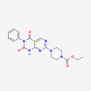 molecular formula C19H20N6O4 B2454185 Ethyl 4-(5,7-dioxo-6-phenyl-5,6,7,8-tetrahydropyrimido[4,5-d]pyrimidin-2-yl)piperazine-1-carboxylate CAS No. 1396673-55-4