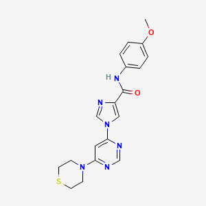 molecular formula C19H20N6O2S B2454188 N~4~-(4-甲氧基苯基)-1-[6-(1,4-噻嗪烷-4-基)-4-嘧啶基]-1H-咪唑-4-甲酰胺 CAS No. 1251708-70-9