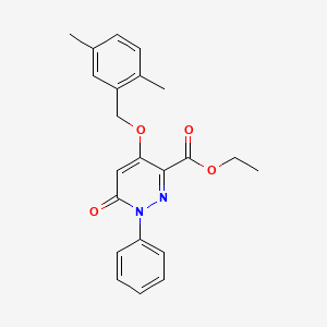 molecular formula C22H22N2O4 B2454189 Ethyl 4-((2,5-dimethylbenzyl)oxy)-6-oxo-1-phenyl-1,6-dihydropyridazine-3-carboxylate CAS No. 899943-41-0